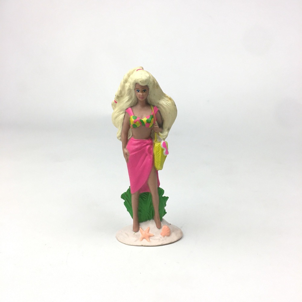 Barbie‎ Beach Blonde Cake Topper Swim Suit McDonalds Rubber Toy Mattel Vtg 1991